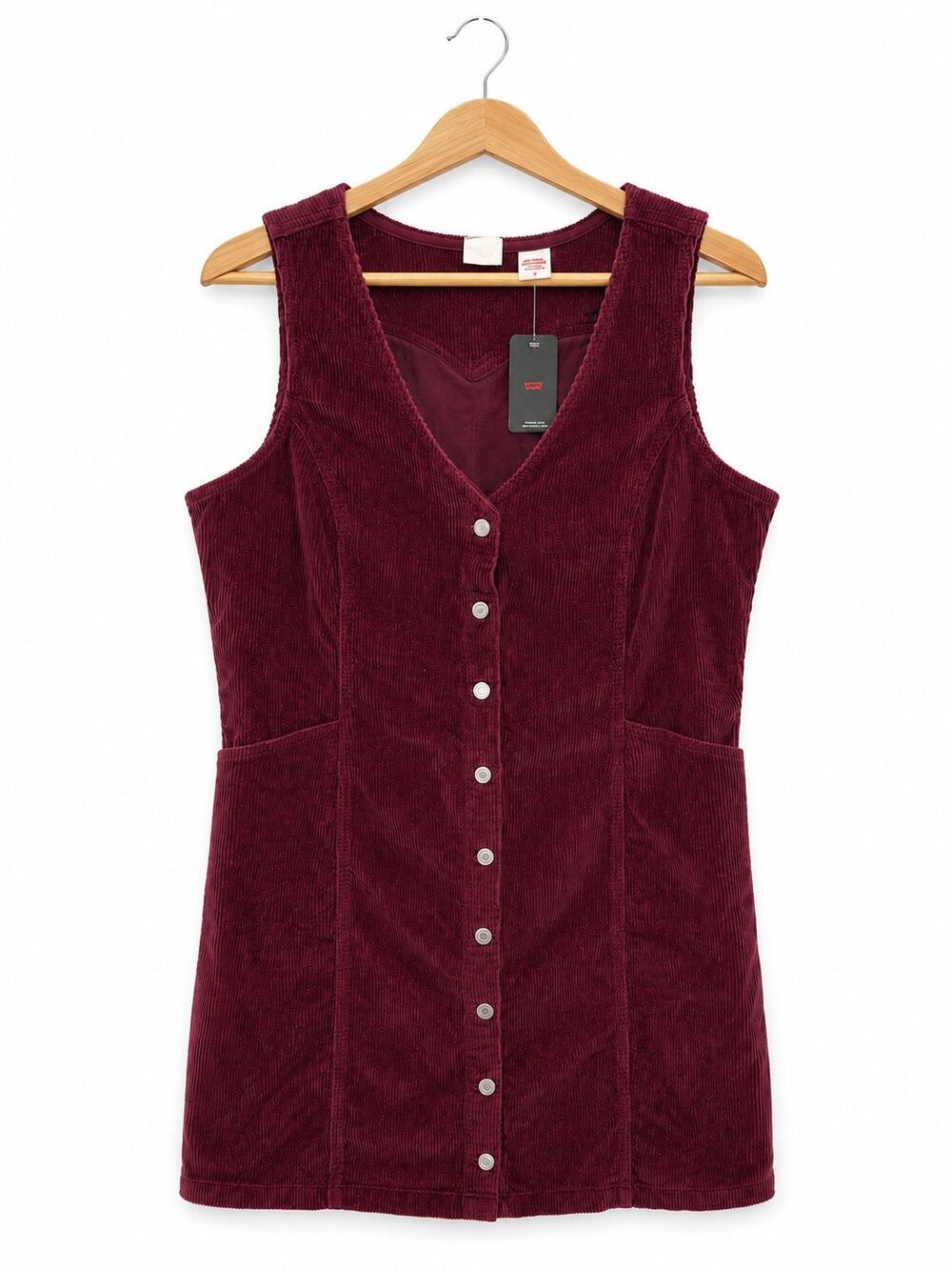 Levi’s Vianna Sleeveless Corduroy Mini Dress Burgundy Maroon Womens XXL